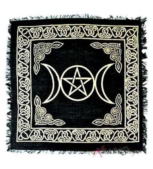 Triple Moon Altar Cloth - Gold and Black