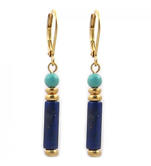 Egyptian Lapis and Turquoise Drop Earrings