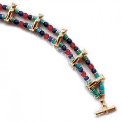 Bastet Cat Bracelet with Beads