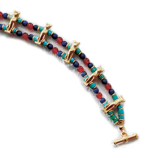 Bastet Cat Bracelet with Beads