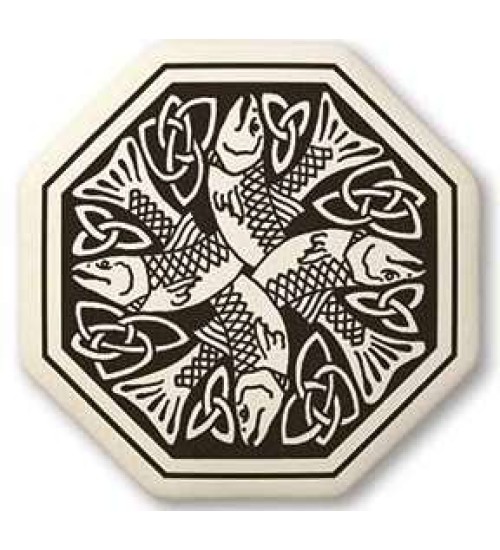 Fish Celtic Porcelain Octagonal Necklace