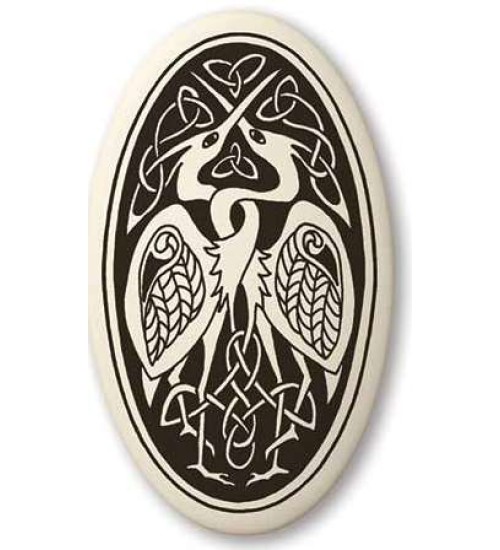 Birds Celtic Porcelain Oval Necklace