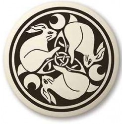 Hare Celtic Rabbit Porcelain Round Necklace