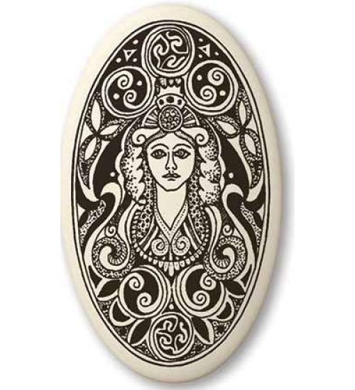 Brigantia Celtic Goddess Porcelain Oval Necklace