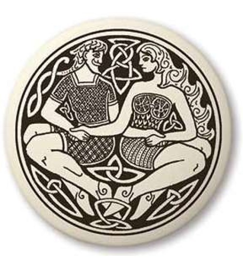 Divine Couple Celtic Round Porcelain Necklace