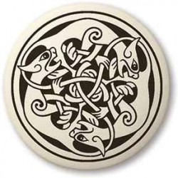 Cat Celtic Round Porcelain Necklace