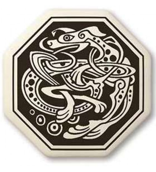 Celtic Dog Octagon Porcelain Necklace