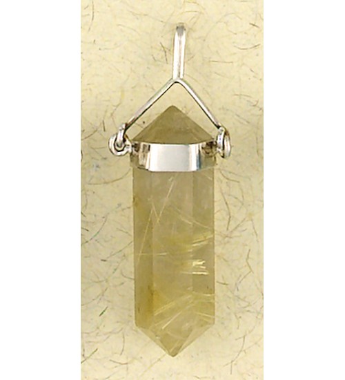 Rutilated Quartz Crystal Sterling Silver Necklace