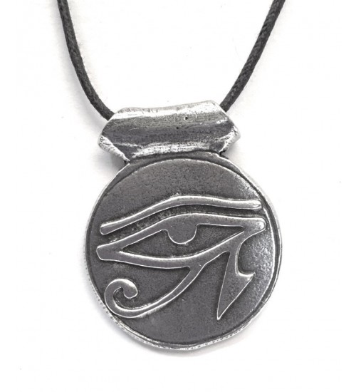 Eye of Horus Disk Pewter Necklace