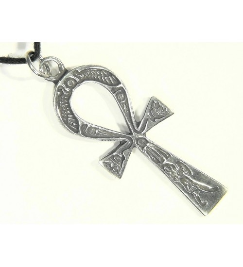 Ankh Inscribed Pewter Necklace