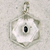 Clear Quartz 6 Point Prisma Star with Gemstone Pendant