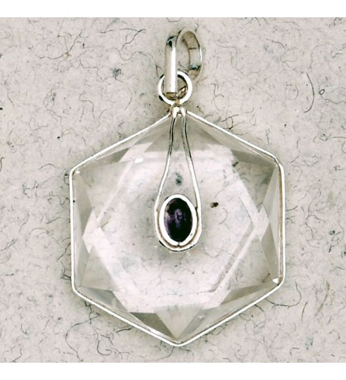 Clear Quartz 6 Point Prisma Star with Gemstone Pendant