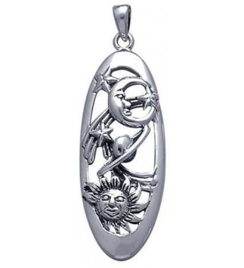 Celestial Sterling Silver Oval Pendant