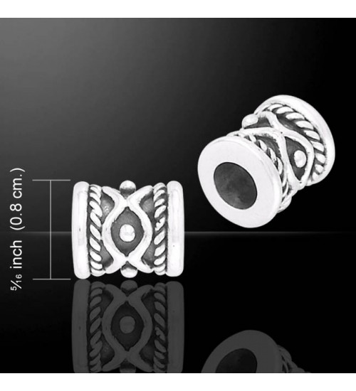 Cylinder Braided Sterling Silver Story Bead