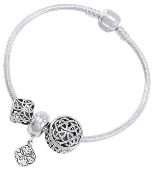 Celtic Knot Sterling Silver Bead Bracelet