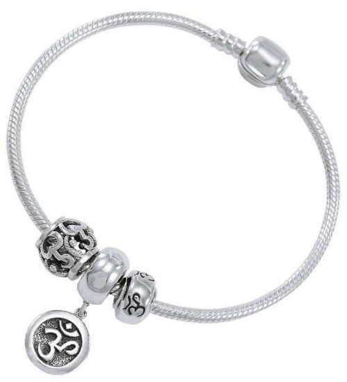 Om Sterling Silver Bead Bracelet