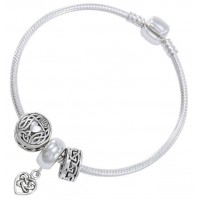 Celtic Heart Sterling Silver Bead Bracelet