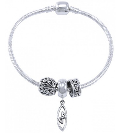 Celtic Knotwork Sterling Silver Bead Bracelet