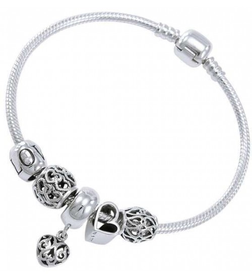 Hearts of Love Sterling Silver Bead Bracelet