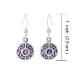 Celtic Knot Round Earrings with Amethyst