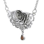 Brigid Ashwood Sacred Rose Silver Necklace with Rainbow Moonstone