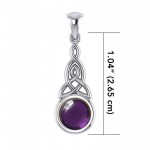 Triquetra Silver Pendant with Amethyst Gemstone