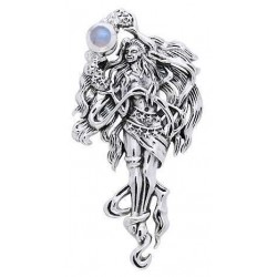 Moon Goddess Rainbow Moonstone Sterling Pendant