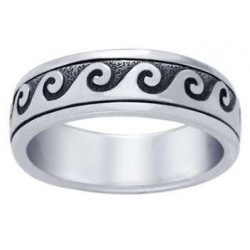 Wave Curl Sterling Silver Fidget  Spinner Ring