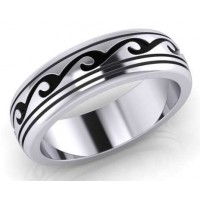 Waves Sterling Silver Fidget  Spinner Ring