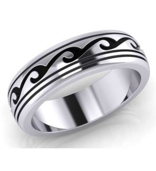 Waves Sterling Silver Fidget  Spinner Ring