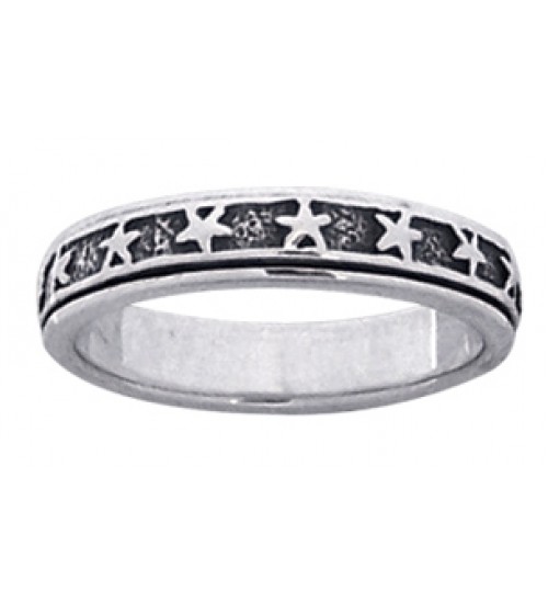 Star Sterling Silver Fidget  Spinner Ring