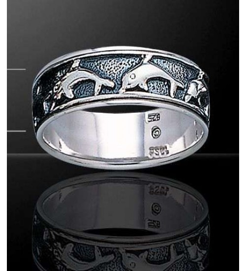 Dolphin Sterling Silver Fidget  Spinner Ring