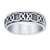 Celtic Knot Band Sterling Silver Fidget Spinner Ring
