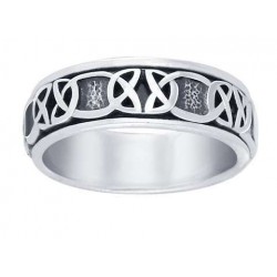 Celtic Knot Band Sterling Silver Fidget Spinner Ring