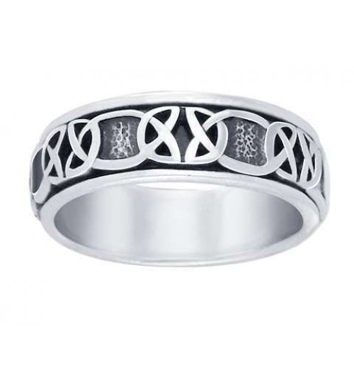 Celtic Knot Band Sterling Silver Fidget Spinner Ring