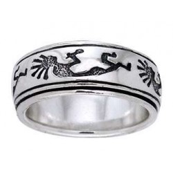 Kokopelli Sterling Silver Fidget  Spinner Ring