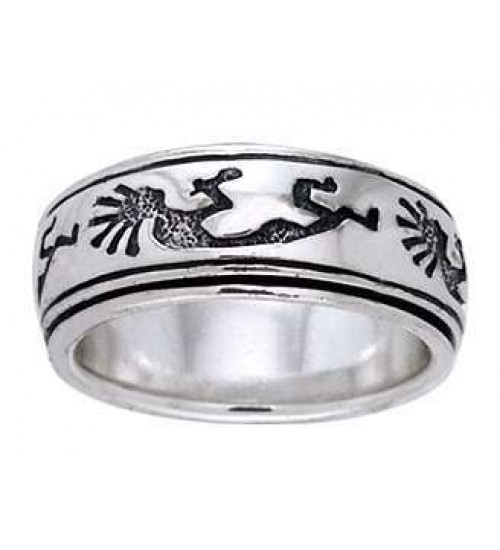 Kokopelli Sterling Silver Fidget  Spinner Ring