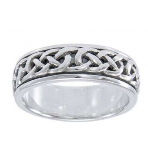 Celtic Knotwork Sterling Silver Fidget Spinner Ring