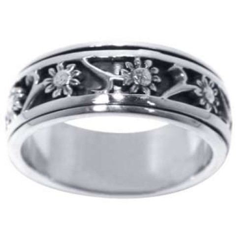 Hand Made Hammered Flower Design 925 Sterling Silver Spinner Ring-Custom  Size | eBay