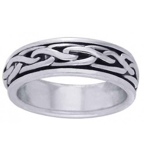 Celtic Knot Narrow Sterling Silver Fidget Spinner Ring