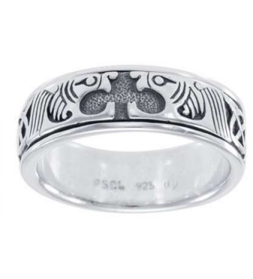 Celtic Animal Sterling Silver Fidget Spinner Ring