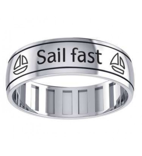 Sail Fast, Sail Forever Sterling Silver Fidget Spinner Ring