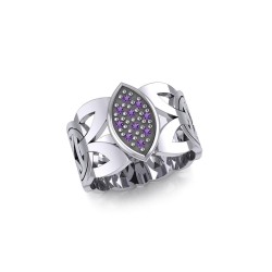 Borre Silver Ring with Amethyst Gemstones