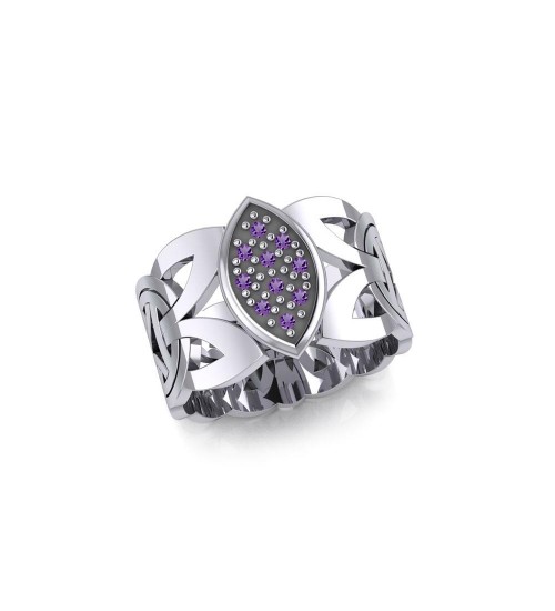 Borre Silver Ring with Amethyst Gemstones