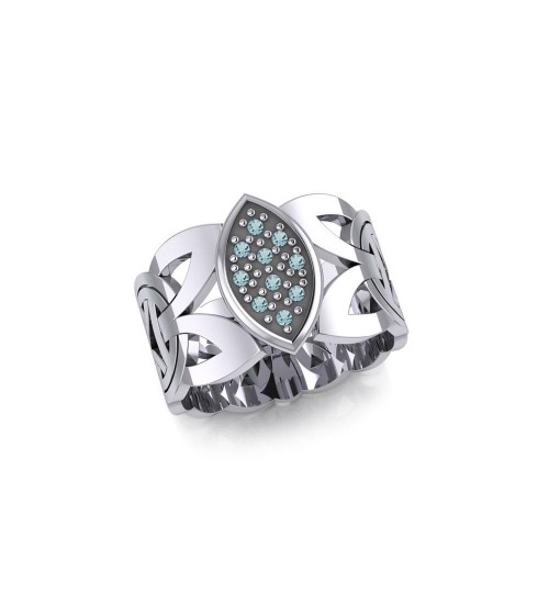Borre Silver Ring with Blue Topaz Gemstones