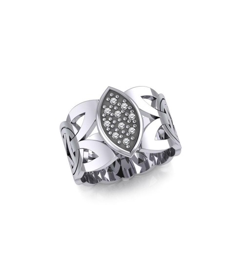 Borre Silver Ring with Diamond Gemstones