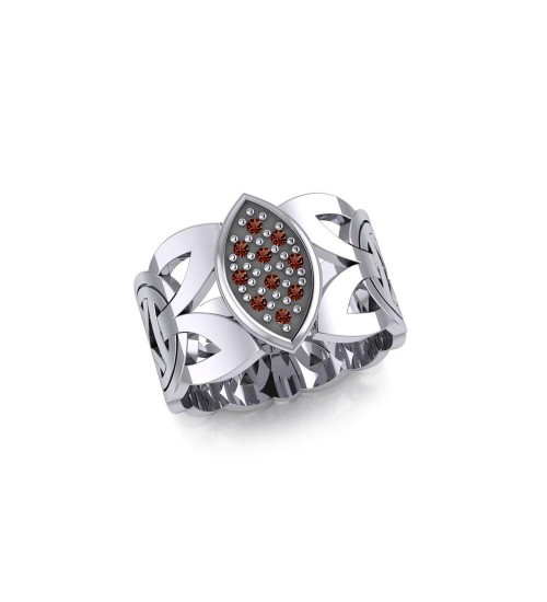 Borre Silver Ring with Garnet Gemstones