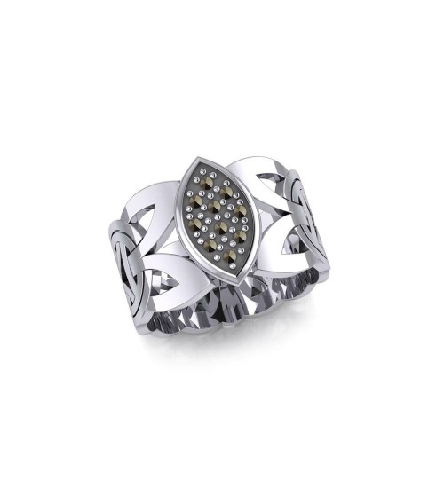 Borre Silver Ring with Marcasite Gemstones