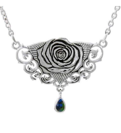 Brigid Ashwood Sacred Rose Silver Necklace with Azurite