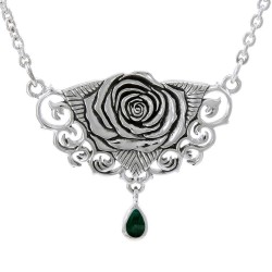 Brigid Ashwood Sacred Rose Silver Necklace with Malachite